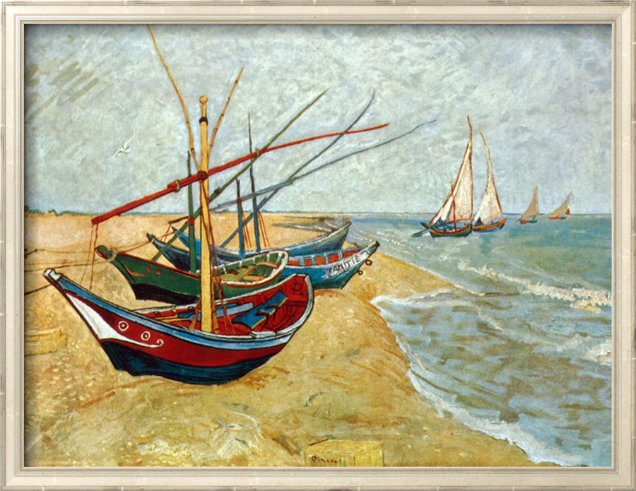 Fishing Boats on the Beach at Saints-Maries-Vincent Van Gogh oil on canvas